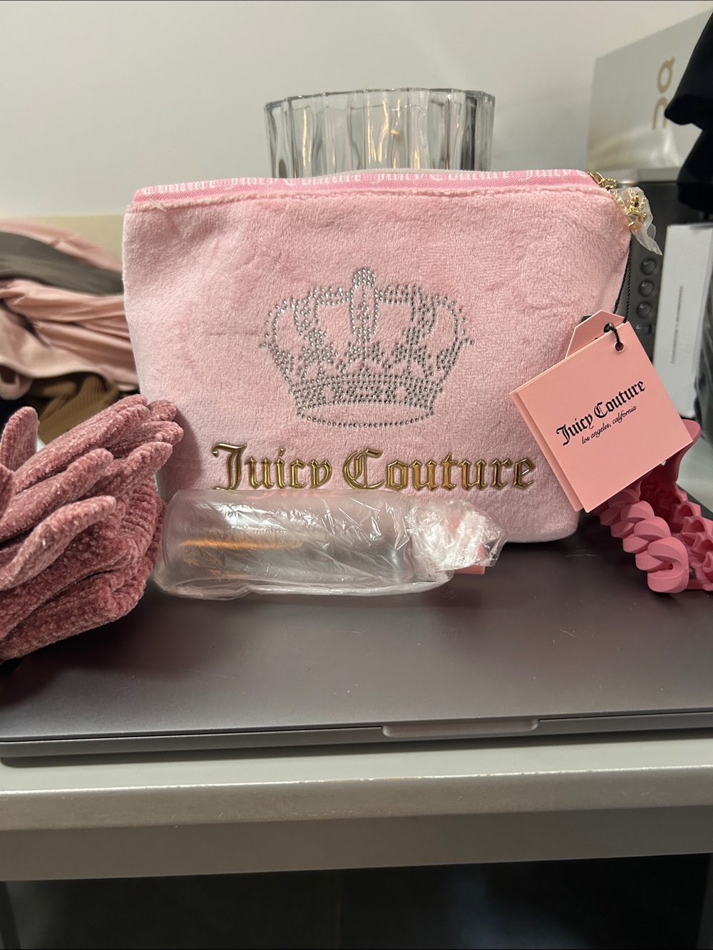Juicy Couture Pink Velvet Cosmetic Pouch/Travel Pouch
